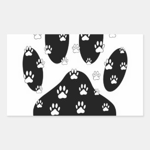 White Paws On Black Paw Print Rectangular Sticker