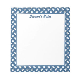White Paws On Blue With Custom Text Notepad