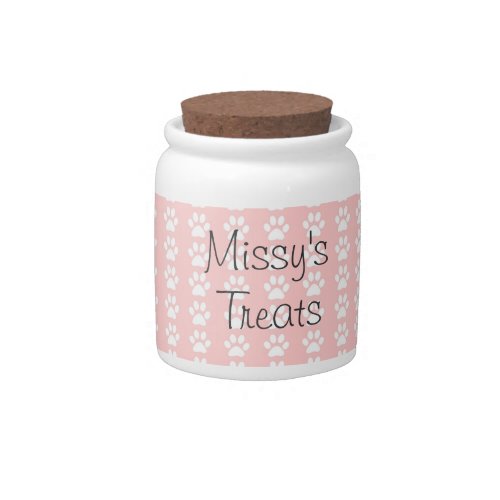 White Paws on Pink Candy Jar