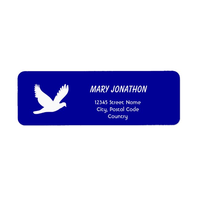 white peace dove personal blue address labels. label (Front)