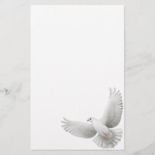 White Peace Dove Stationery