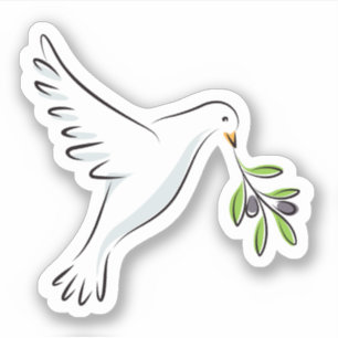 White peace dove with olive branch sticker