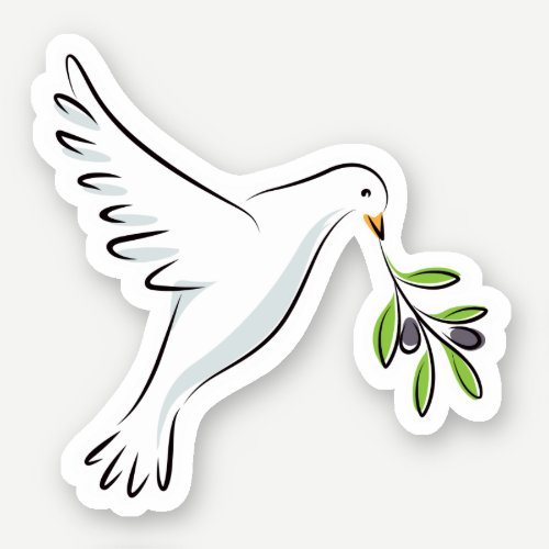 White peace dove with olive branch sticker