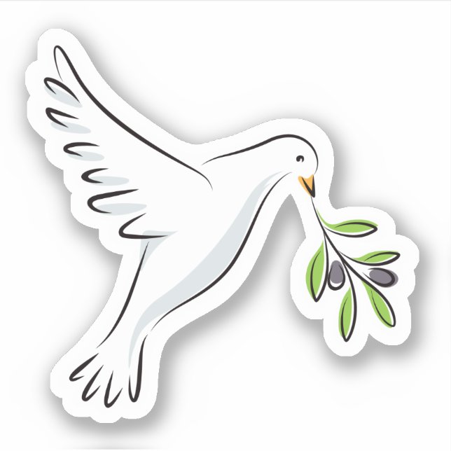 White peace dove with olive branch sticker (Front)