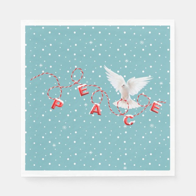 White Peace Dove With Peace Text Napkins (Front)