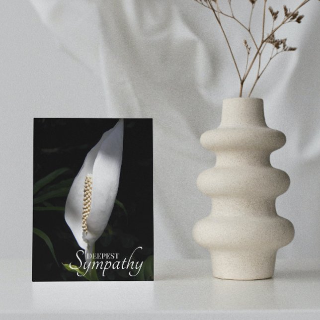 White Peace Lily Floral Sympathy Card (In Situ)