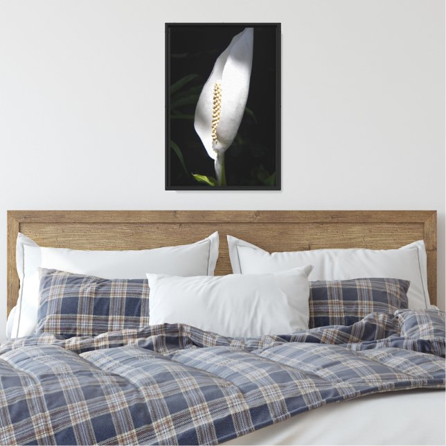 White Peace Lily Plant Floral Canvas Print (Insitu(Bedroom))