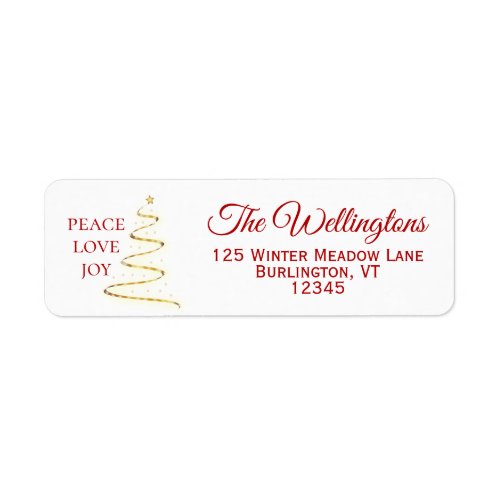 White Peace Love Joy Christmas Return Address Label