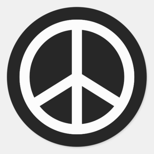 White Peace Sign Classic Round Sticker