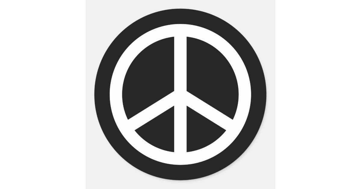 White Peace Sign Classic Round Sticker | Zazzle