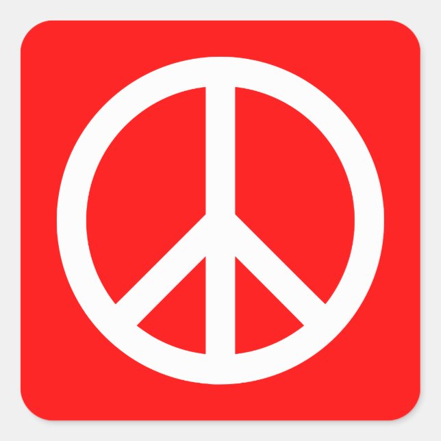 White Peace Sign Square Sticker (Front)