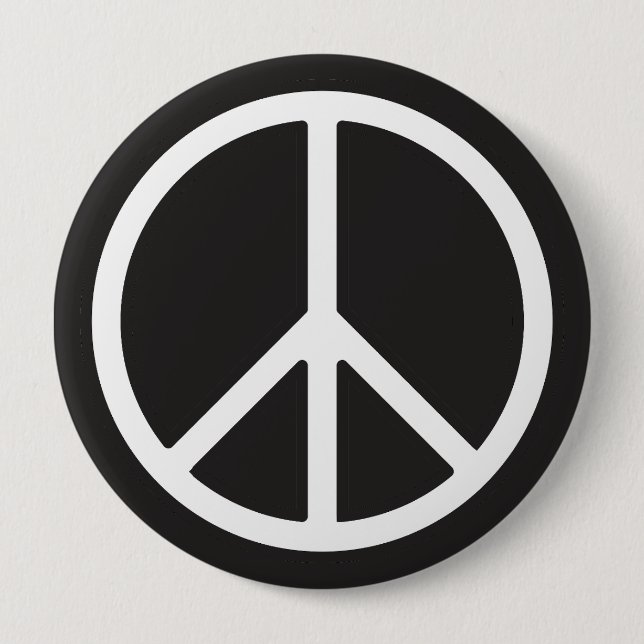 White Peace Symbol  Button (Front)