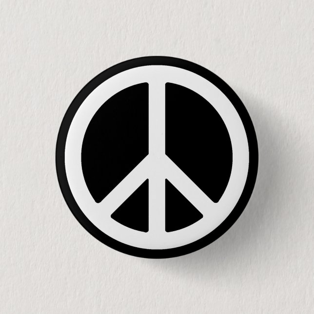 White Peace Symbol Button (Front)
