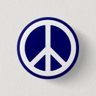 White Peace Symbol Button