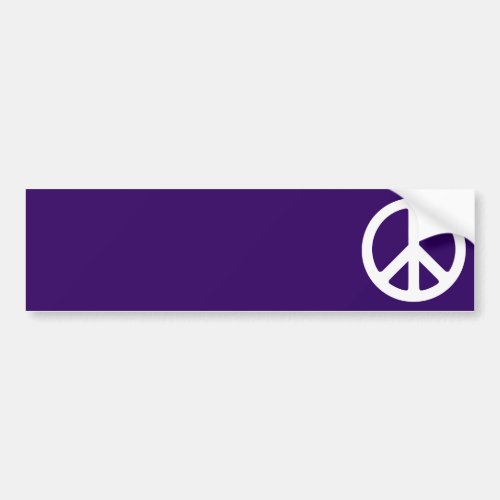 White Peace Symbol on Dark Purple Bumper Sticker