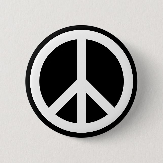 White Peace Symbol Pinback Button (Front)