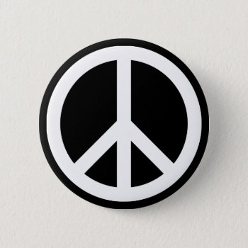 White Peace Symbol Pinback Button by peacegifts at Zazzle