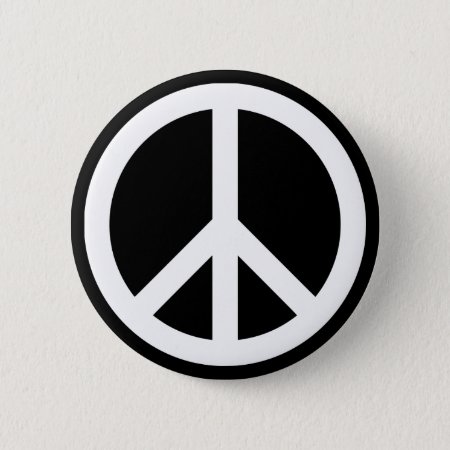 White Peace Symbol Pinback Button