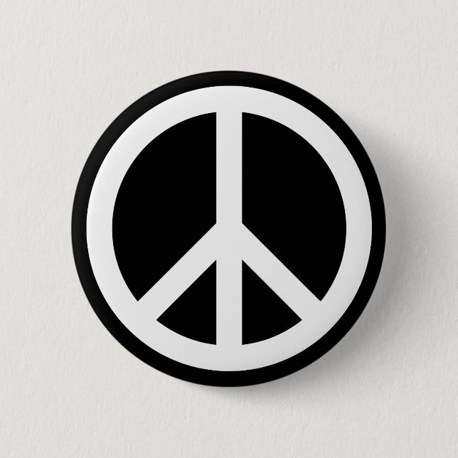 White Peace Symbol Pinback Button (Front)