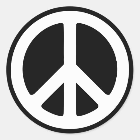 White Peace Symbol Template Classic Round Sticker