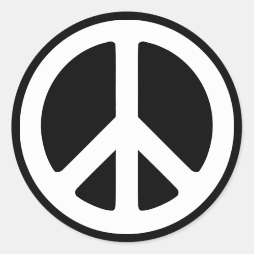 White Peace Symbol Template Classic Round Sticker