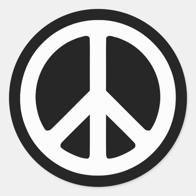 White Peace Symbol Template Classic Round Sticker (Front)