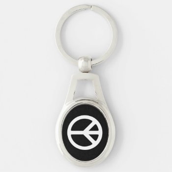 White Peace Symbol Template Keychain by peacegifts at Zazzle