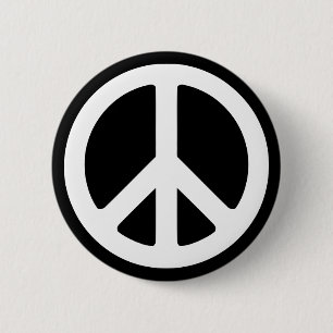 White Peace Symbol Template Pinback Button