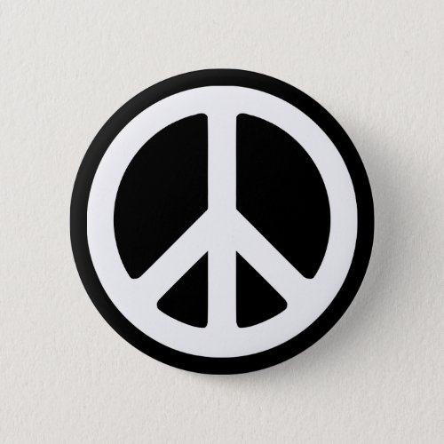 White Peace Symbol Template Pinback Button