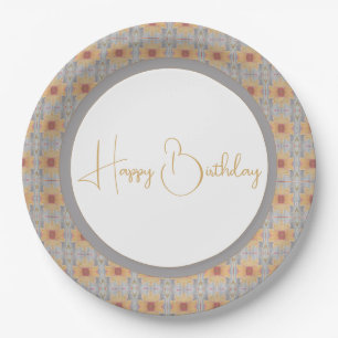White Peach And Gray Paper Plates