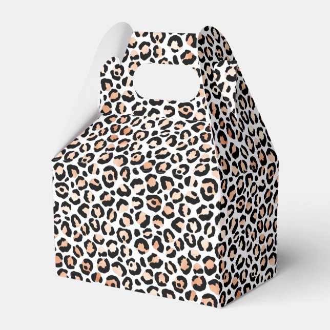 White Peach Black Leopard Print          Favor Boxes (Front Side)