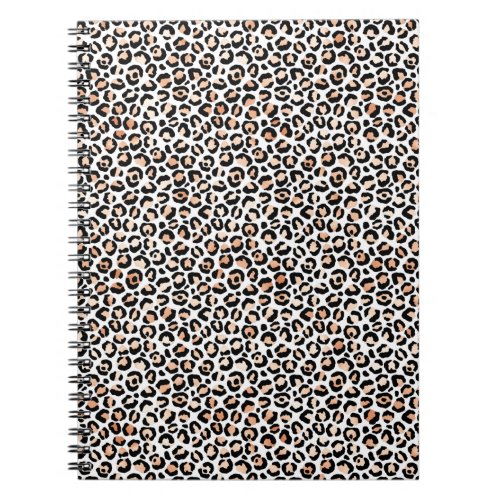 White Peach Black Leopard Print             Notebook