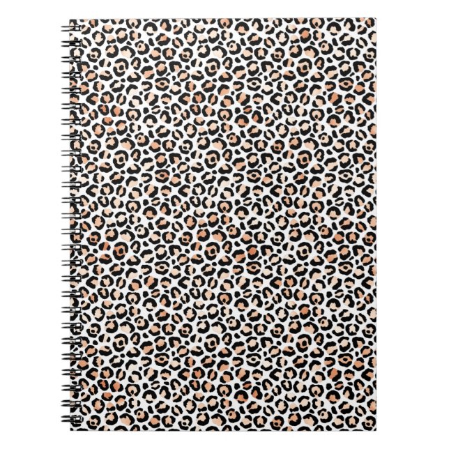 White Peach Black Leopard Print             Notebook (Front)