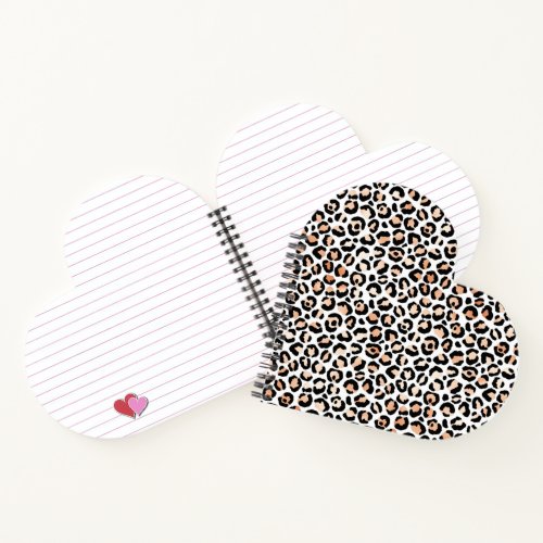 White Peach Black Leopard Print          Notebook