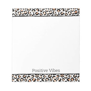White Peach Black Leopard Print   Notepad