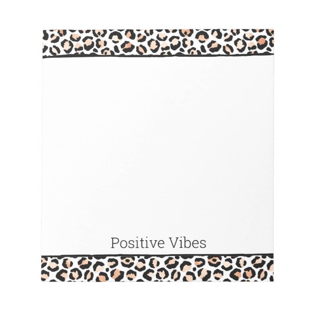 White Peach Black Leopard Print   Notepad (Front)