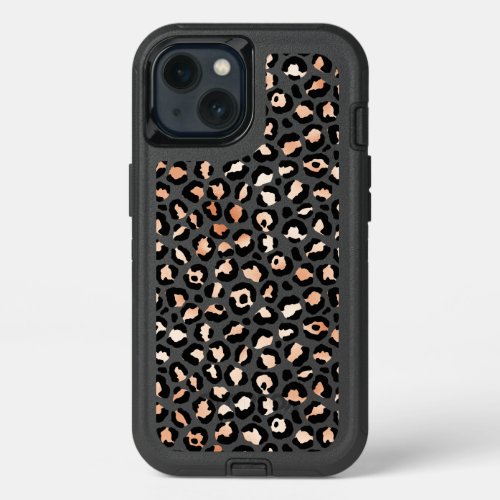 White Peach Black Leopard Print    iPhone 13 Case