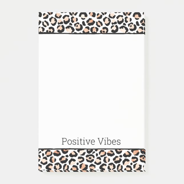 White Peach Black Leopard Print Post-it Notes (Front)