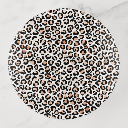 White Peach Black Leopard Print           Trinket Tray