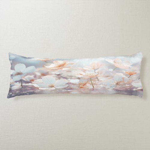 White Peach Floral Body Pillow