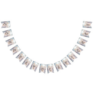 White Peach Floral Bunting Flag