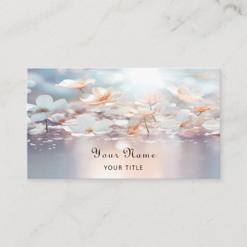 White Peach Floral Business Card