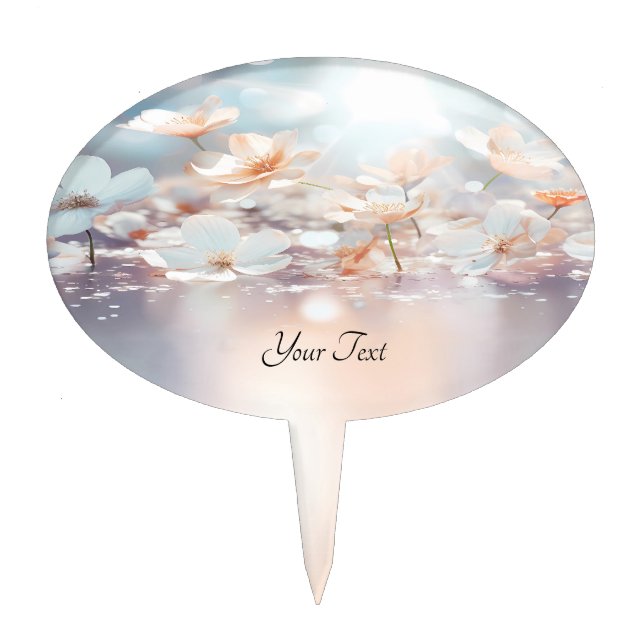 White Peach Floral Cake Topper (Front)