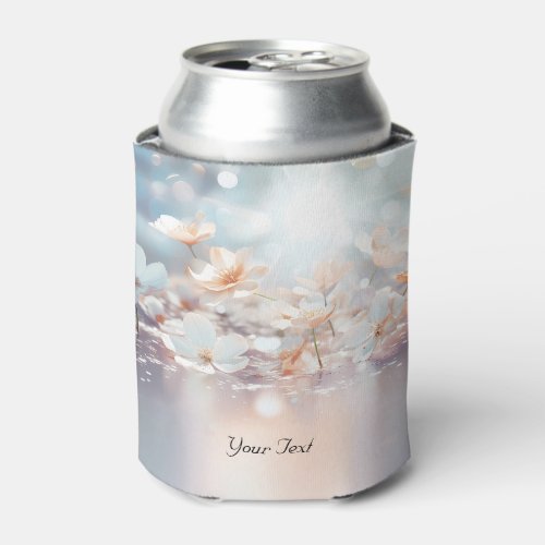 White Peach Floral Can Cooler