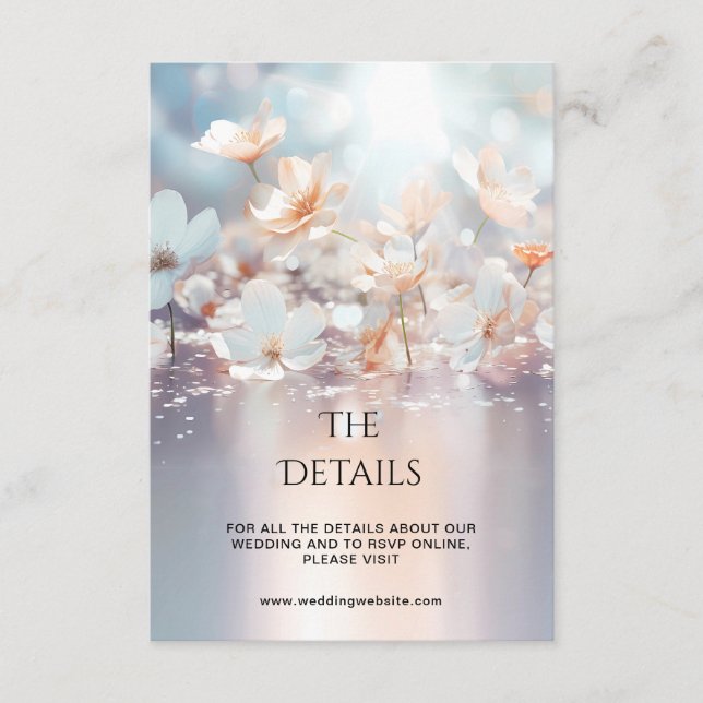 White Peach Floral Detail Enclosure Card (Front)