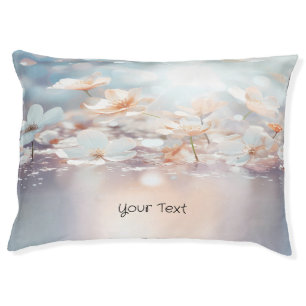 White Peach Floral Dog Bed