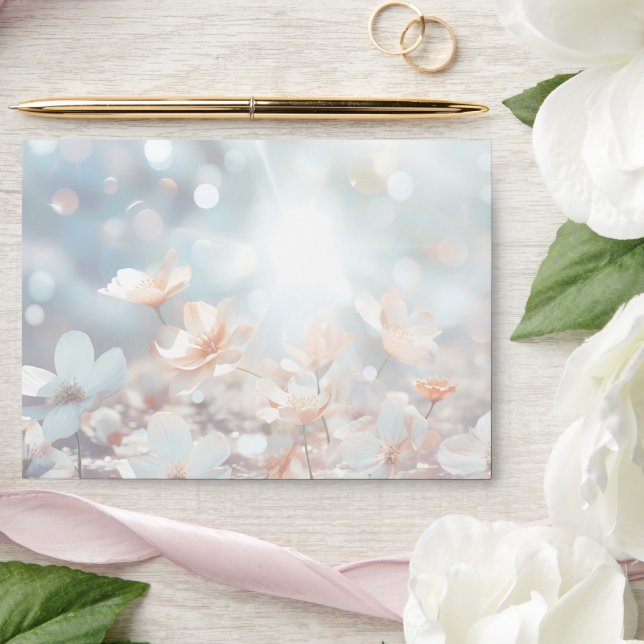 White Peach Floral Envelope (Wedding)