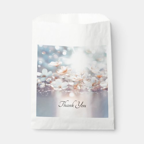 White Peach Floral Favor Bag