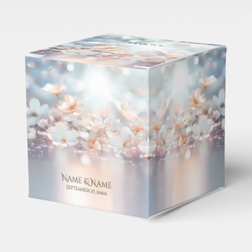 White Peach Floral Favor Box