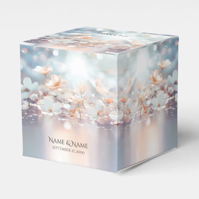 White Peach Floral Favor Box (Front Side)